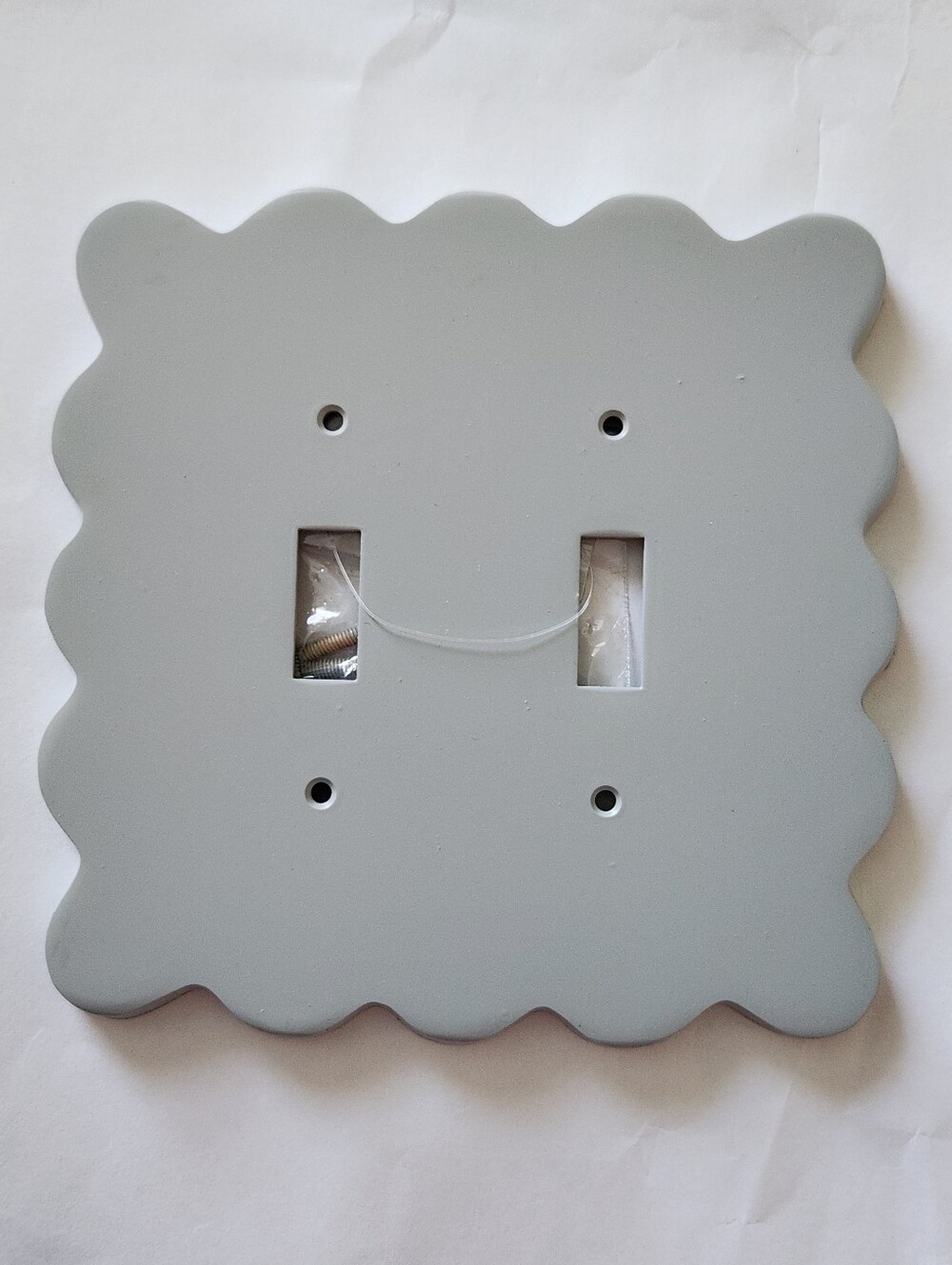 Anthropologie Wiggle Scalloped Double Toggle Switch Plate Matte Gray